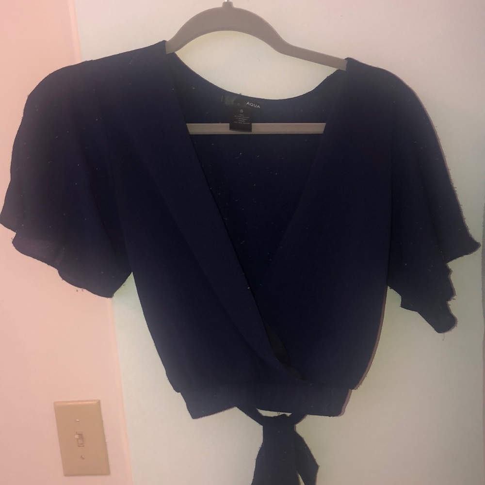 Back tie blue blouse